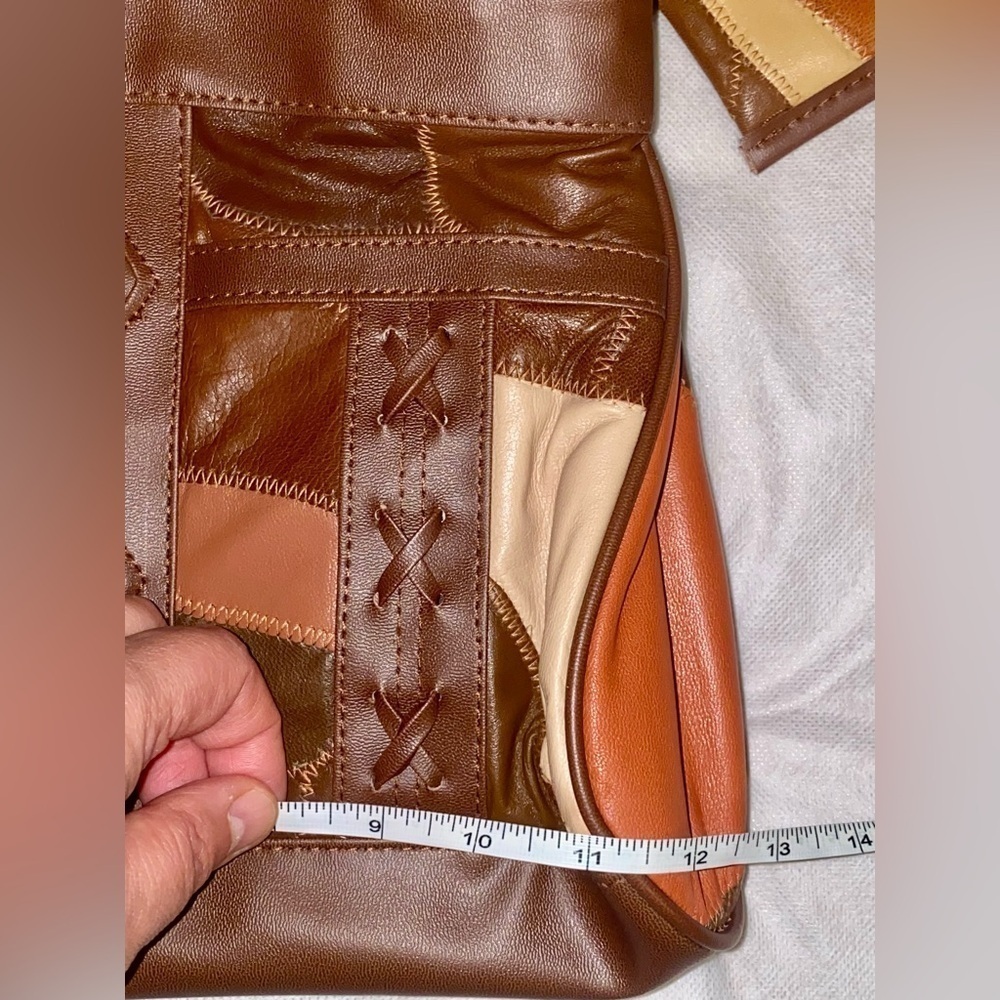 Patchwork Leather Handbag Set in Brown and Tan - Picture 4 of 7